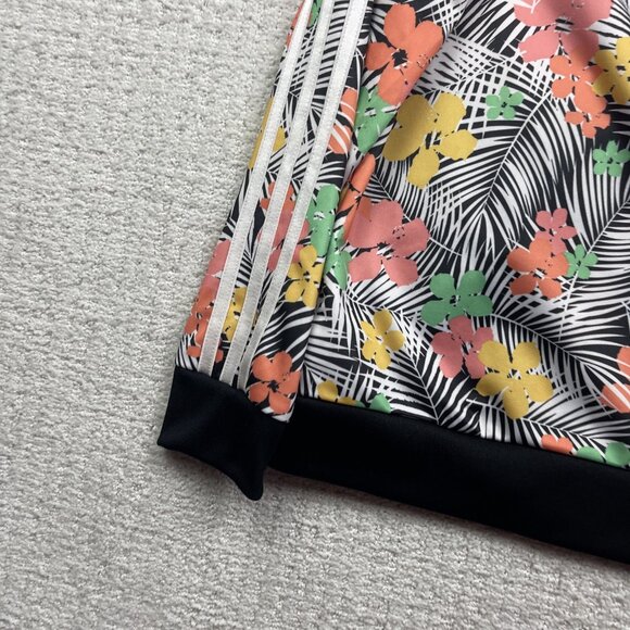 Adidas Track Jacket Girl's Sz L Tropical Floral Palm tree AOP Zip Up Running - Picture 12 of 14